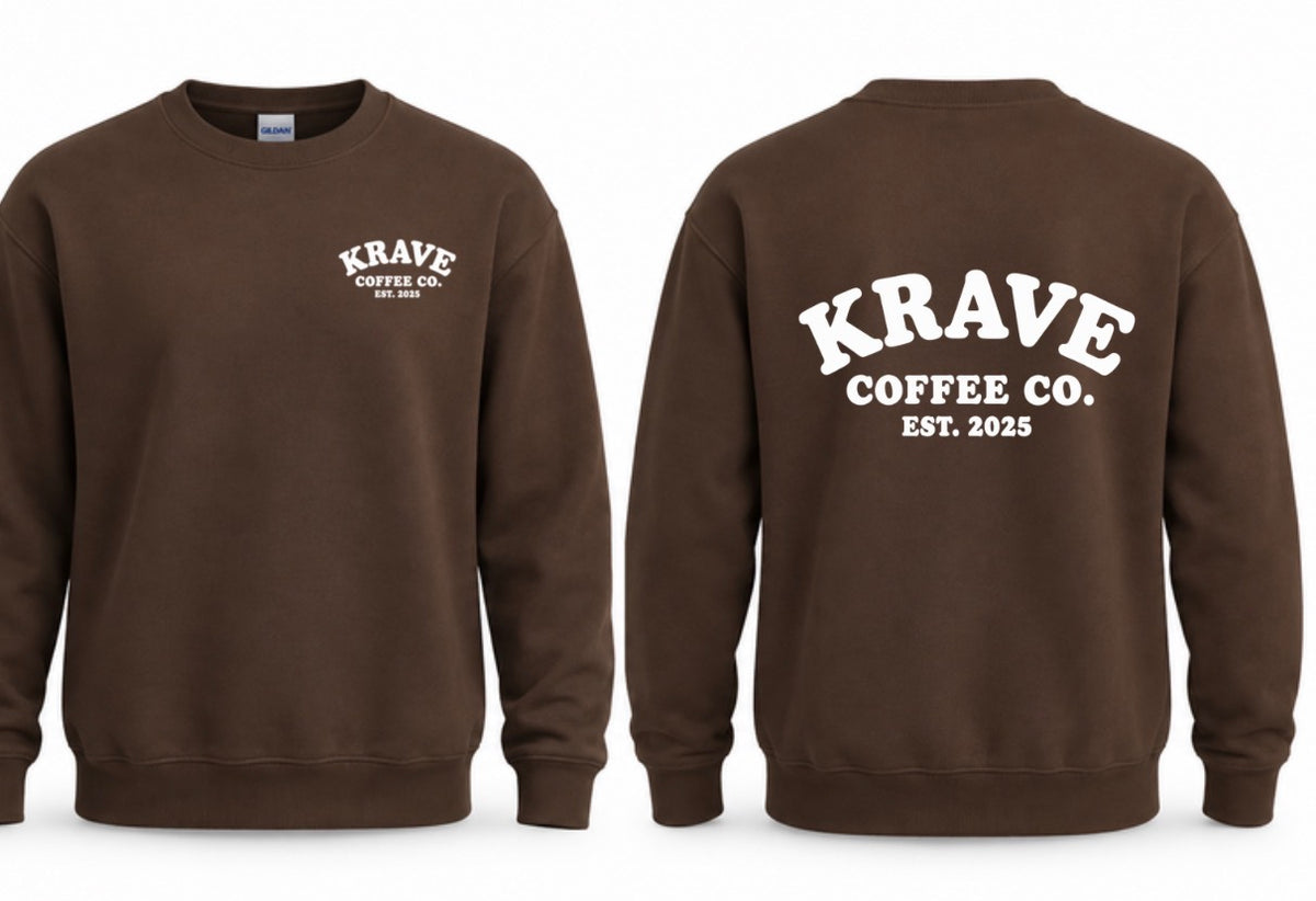 Krave coffee co. Crewneck (espresso) puff print