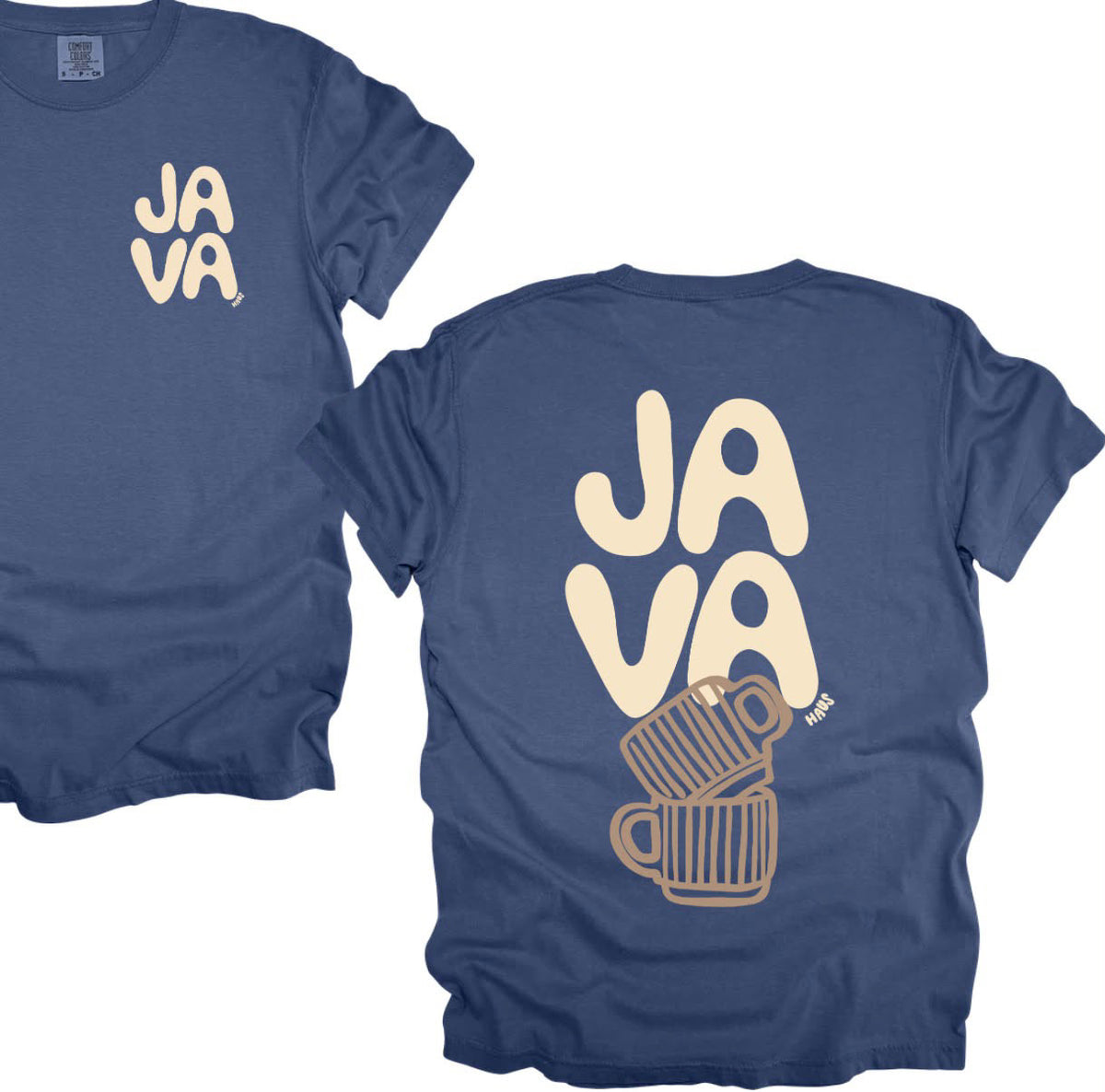 Java Haus cafe blue jean tees