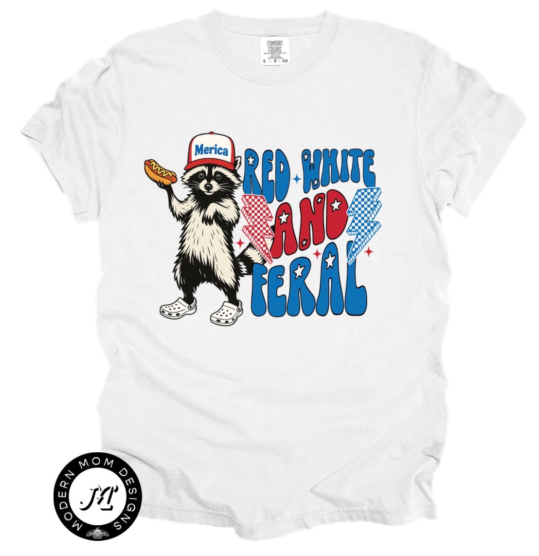 Red white and feral (tee, crewneck, or hoodie)