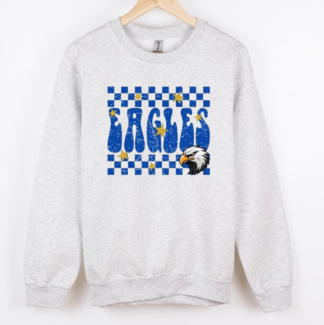 Checkered School mascot. note: name, mascot & school colors (tee, crewneck or hoodie)