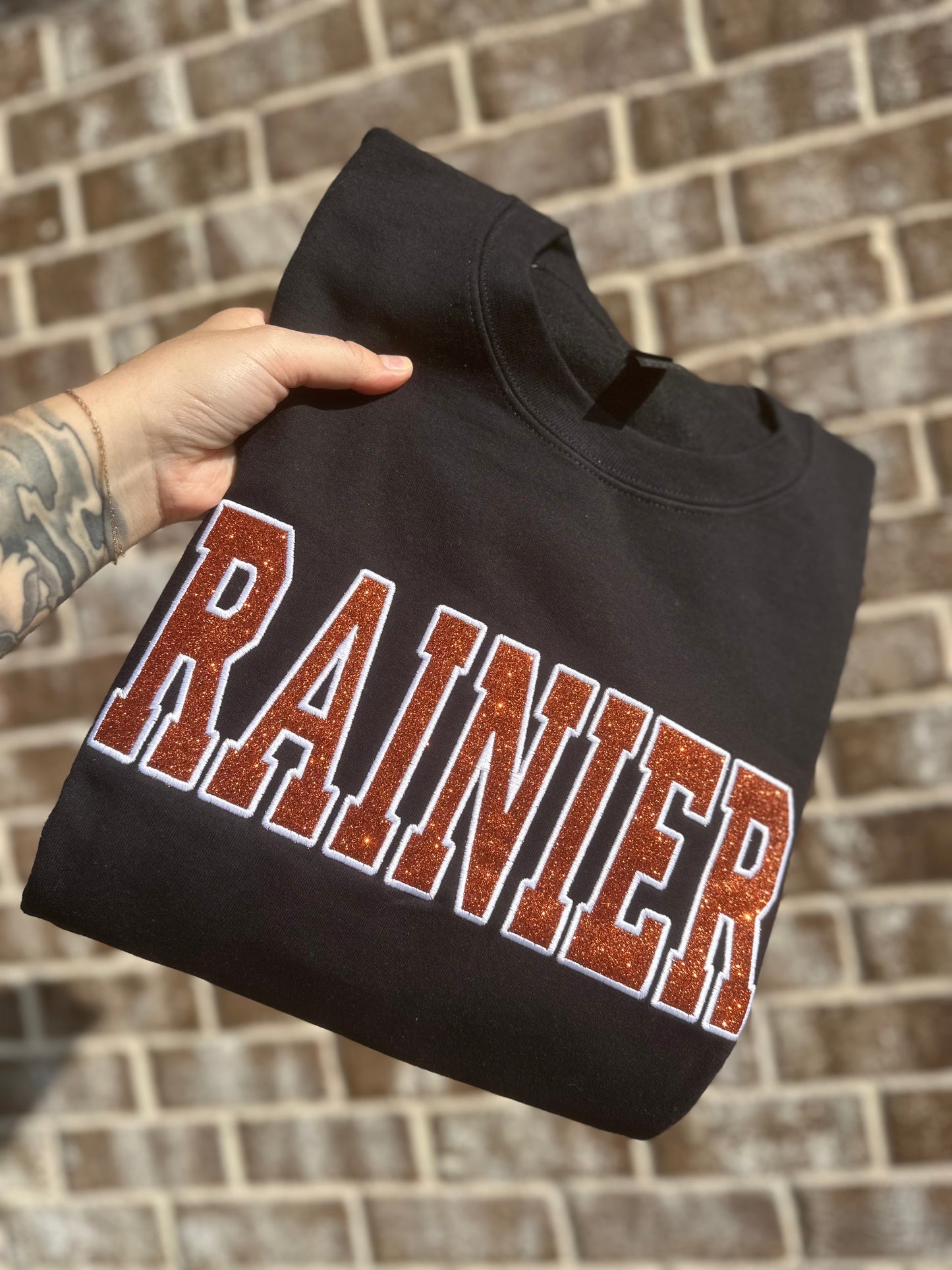 GLITTER CUSTOM (ANY NAME) CREWNECK EMBROIDERED CREWNECK (PLEASE ALLOW 15 business days for these to ship)