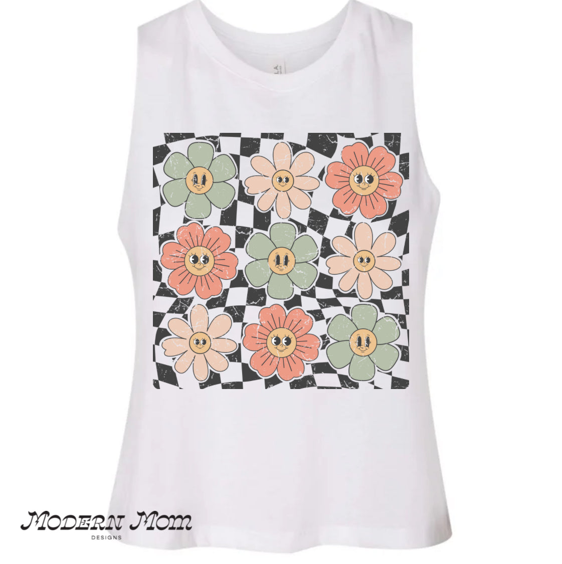 Checkered floral tank