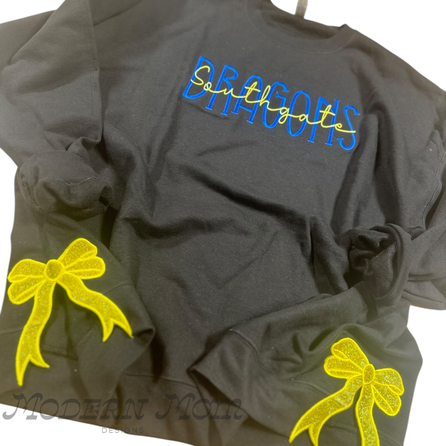 Embroidered CUSTOM sports crewneck with side bows (PLEASE ALLOW 15 business days for these to ship)