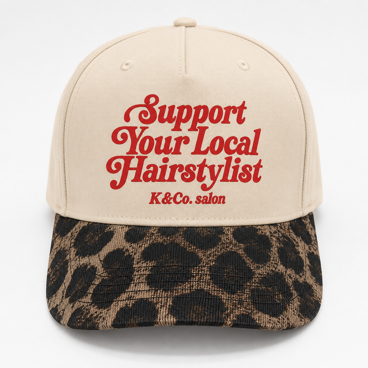 K&Co. salon Support your local hairstylist leopard trucker