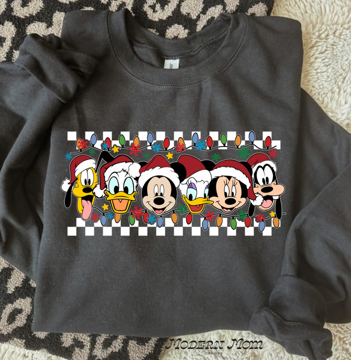 Checkered Santa hats characters (tee, crewneck or hoodie )
