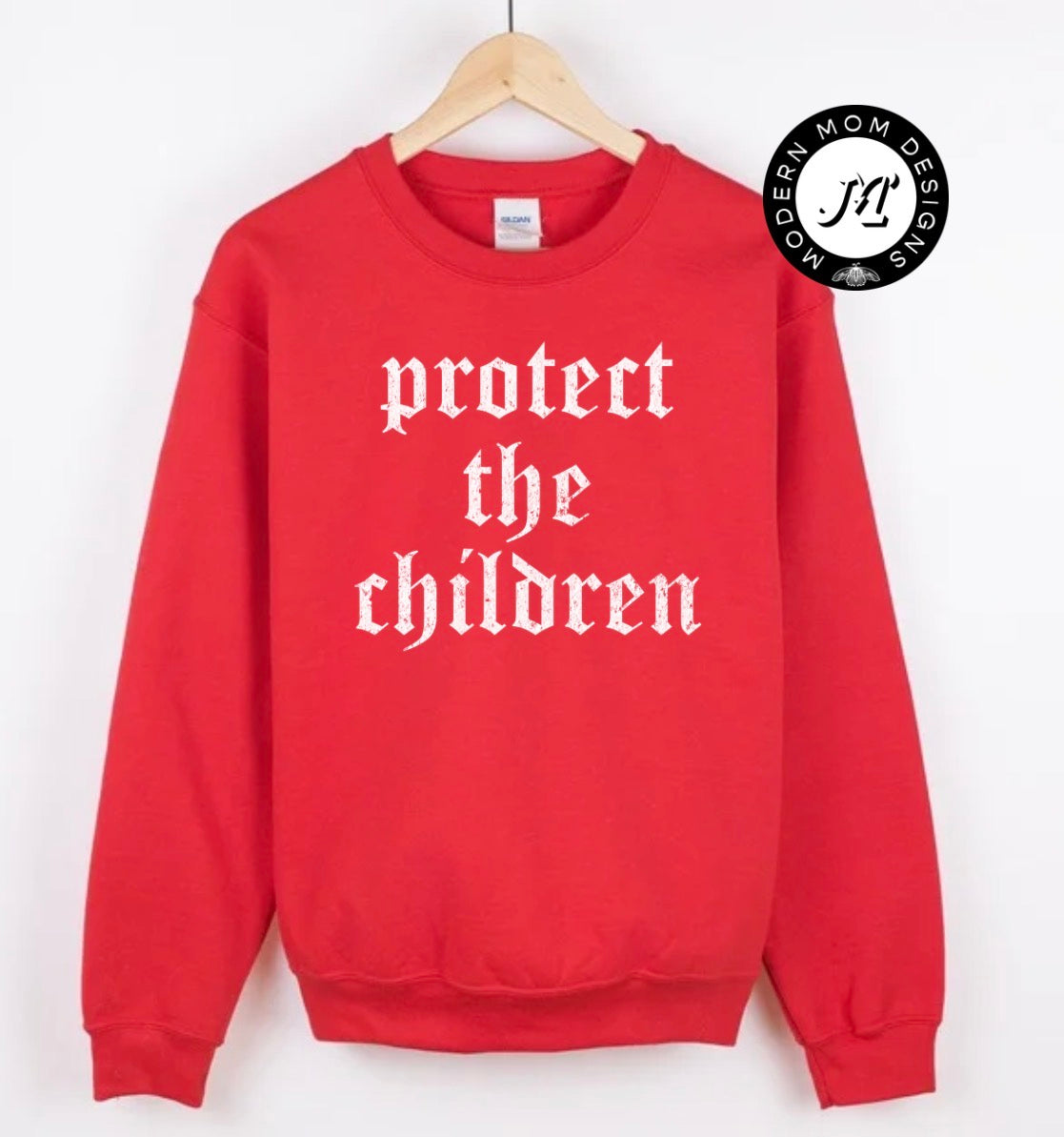 Protect the children (white print) crewneck