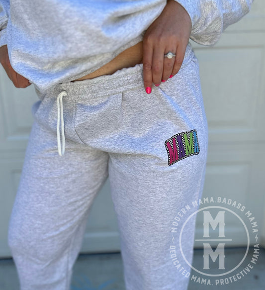 Mama neon checkered sweats