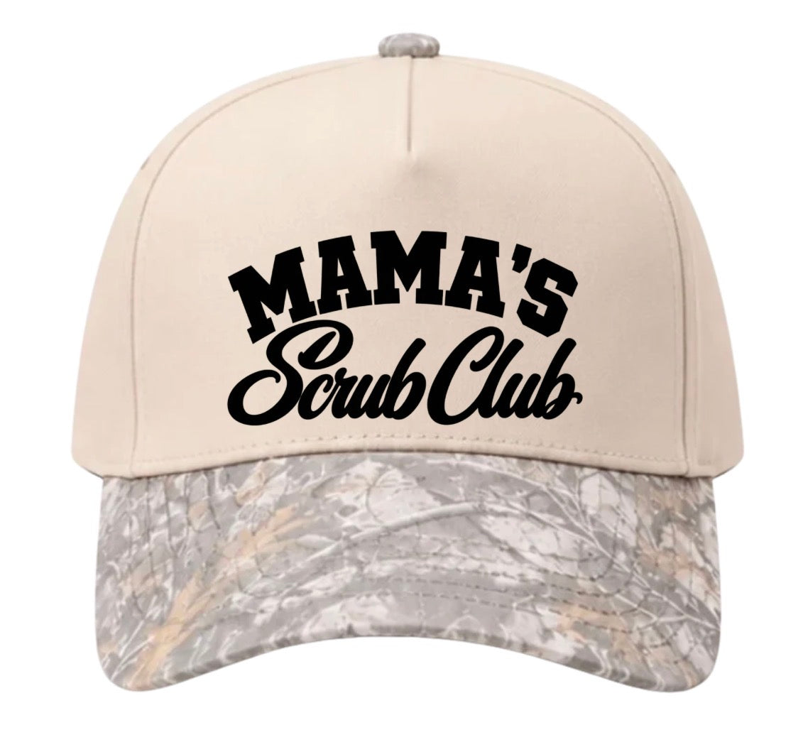Mamas scrub club trucker light camo bill