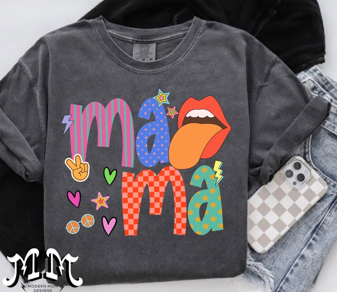 Mama retro colors tee shirt