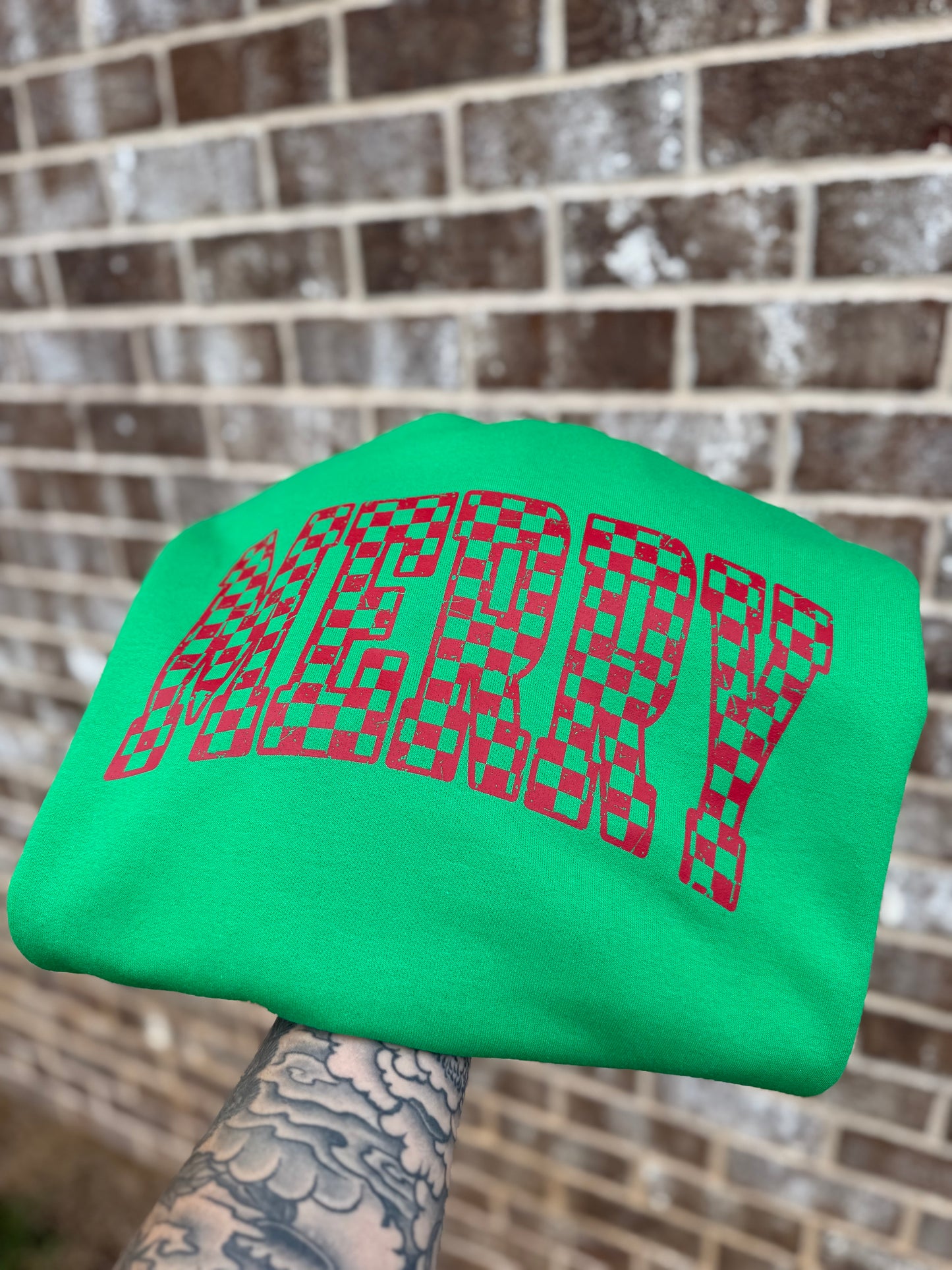 MERRY CHECKS crewneck