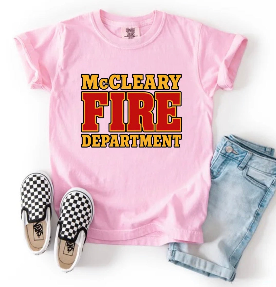 McCleary Fire Dept. pink (tee shirt, hoodie or crewneck) (toddler-youth XL)