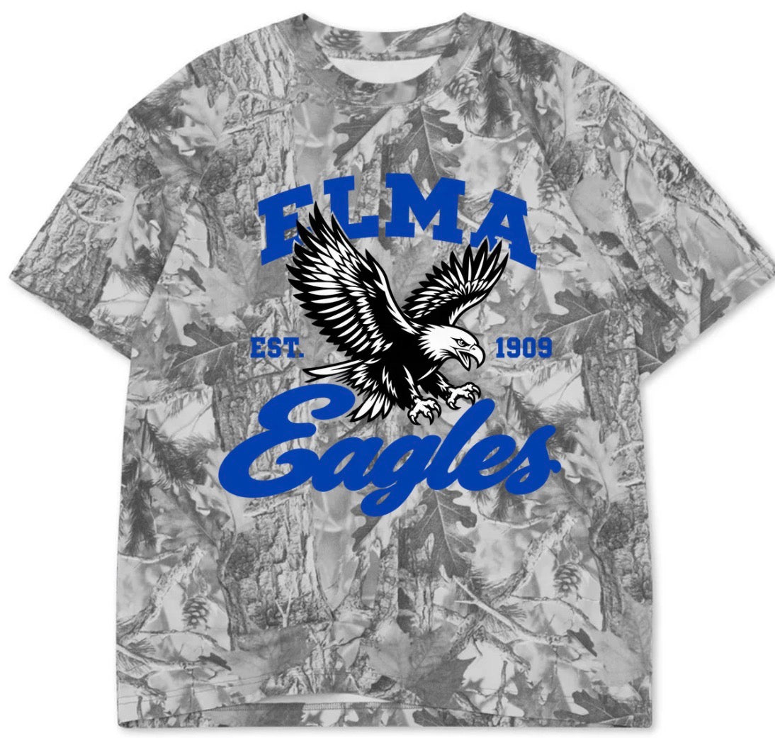 Elma Eagles boxy premium grey camo tee (youth XS-Adult 4XL)