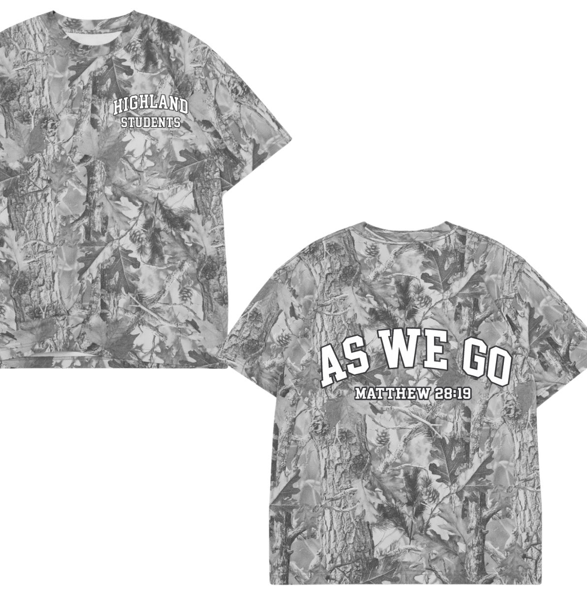 AS WE GO | HIGHLAND STUDENTS camo boxy tee