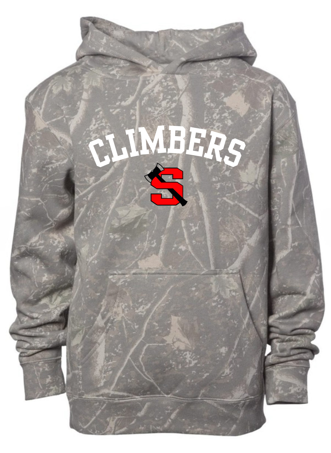Climbers deadwood camo hoodie (youth & adult-no drawstrings)