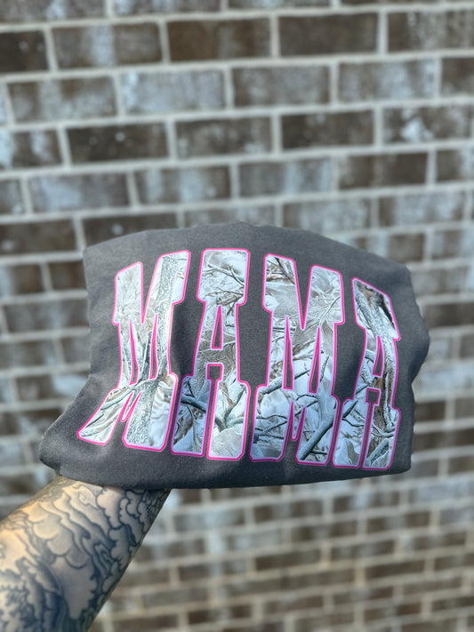 MAMA grey camo with pink outline