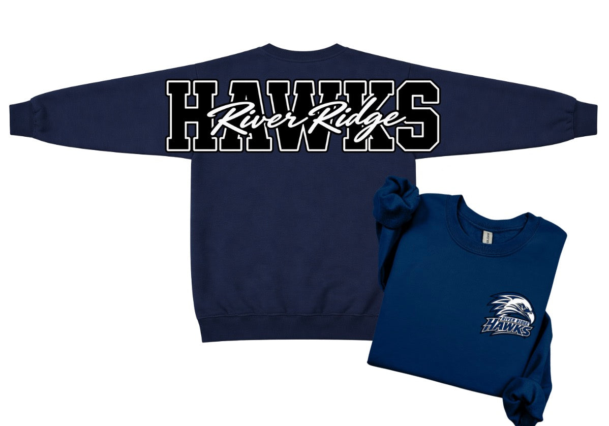 River Ridge HAWKS crewneck with big back print