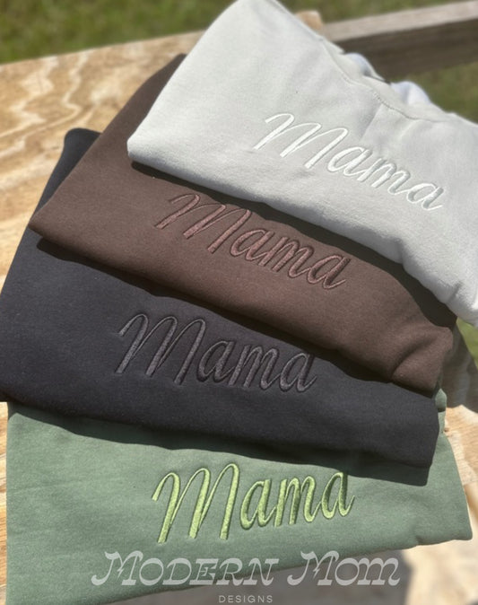 Mama monochrome embroidered crewneck