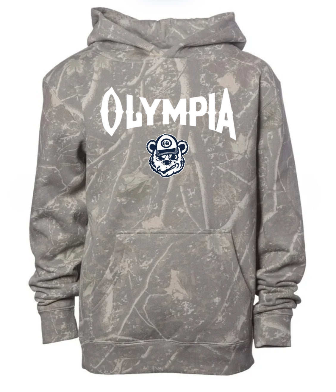 Olympia bears deadwood camo hoodie (youth & adult-no drawstrings)