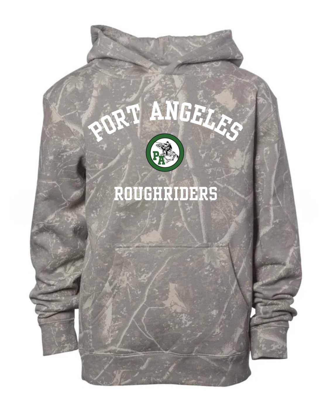 Port Angeles roughriders deadwood camo hoodie (youth & adult-no drawstrings)