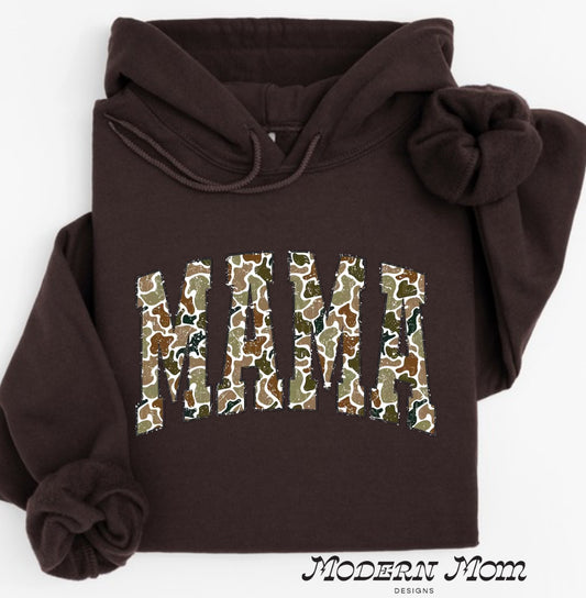 Mama distressed duck camo hoodie
