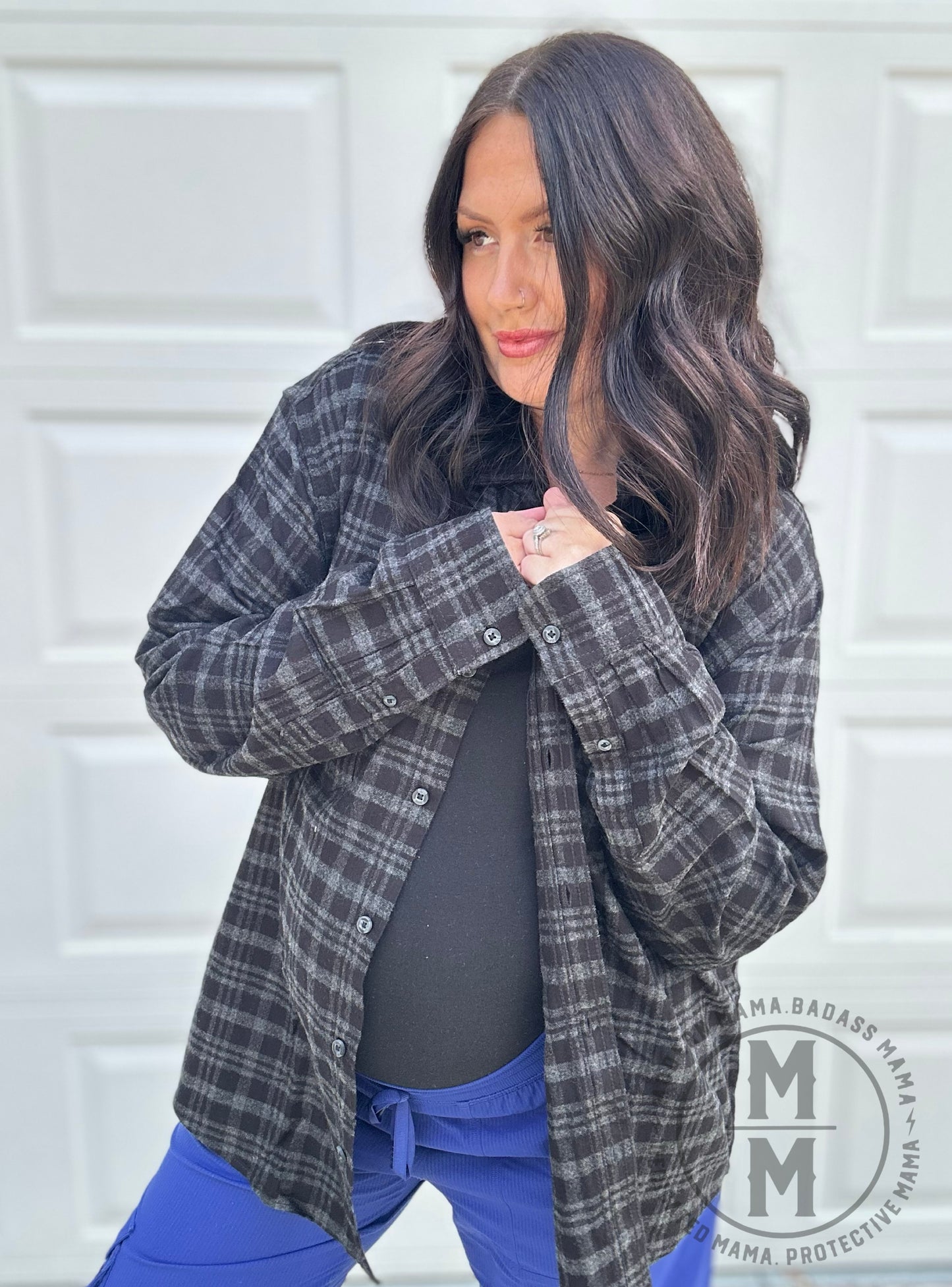 Mama checkered orange flannel