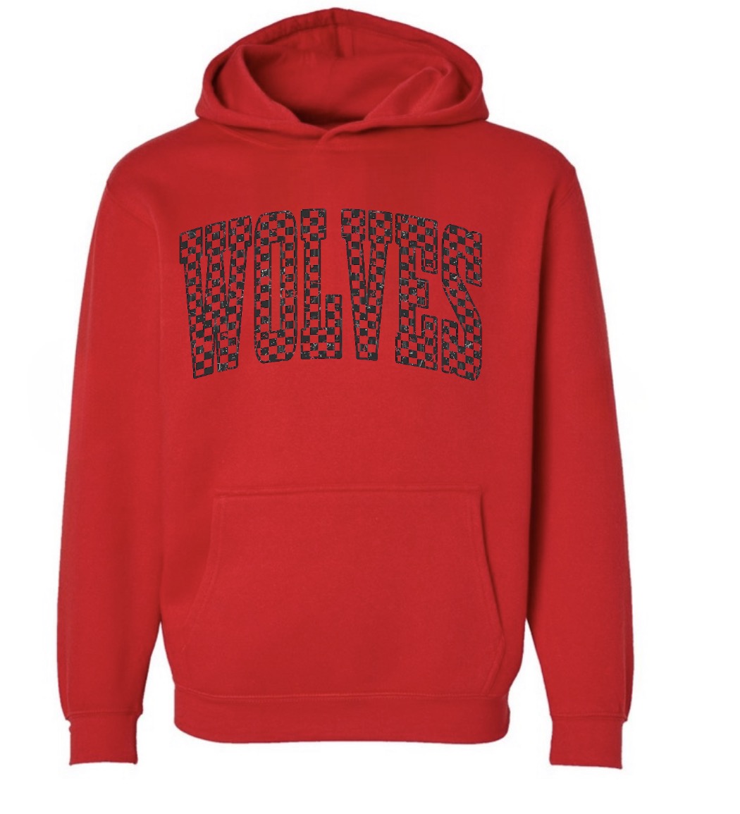 Black Hills Wolves YOUTH red checkered (tee shirt, crewneck or hoodie)