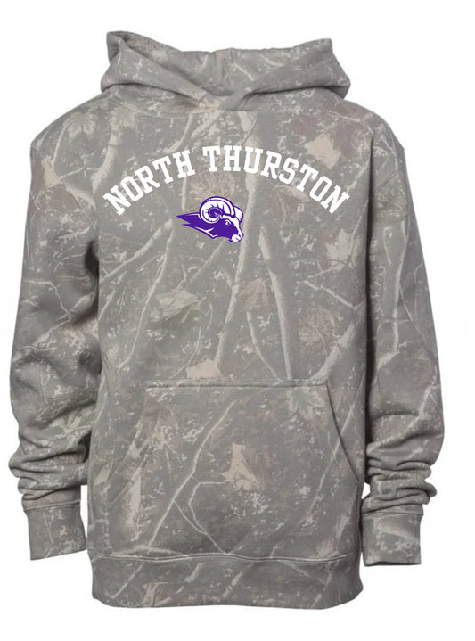 North Thurston rams deadwood camo hoodie (youth & adult-no drawstrings)
