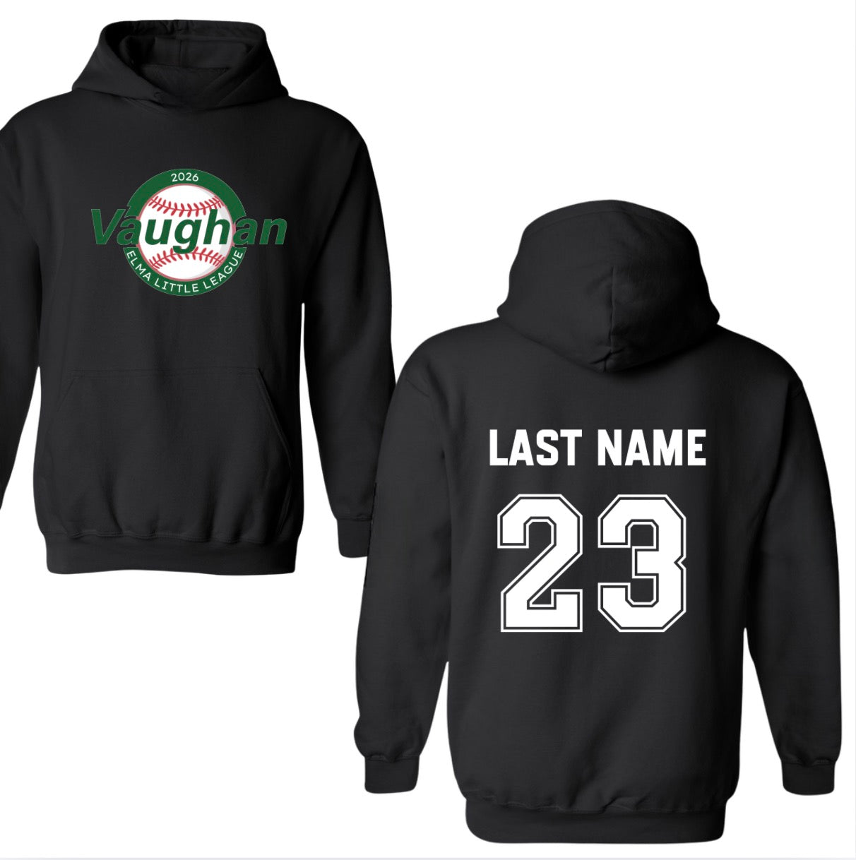 Vaughan Elma little league youth hoodie (last name & number in notes at checkout)
