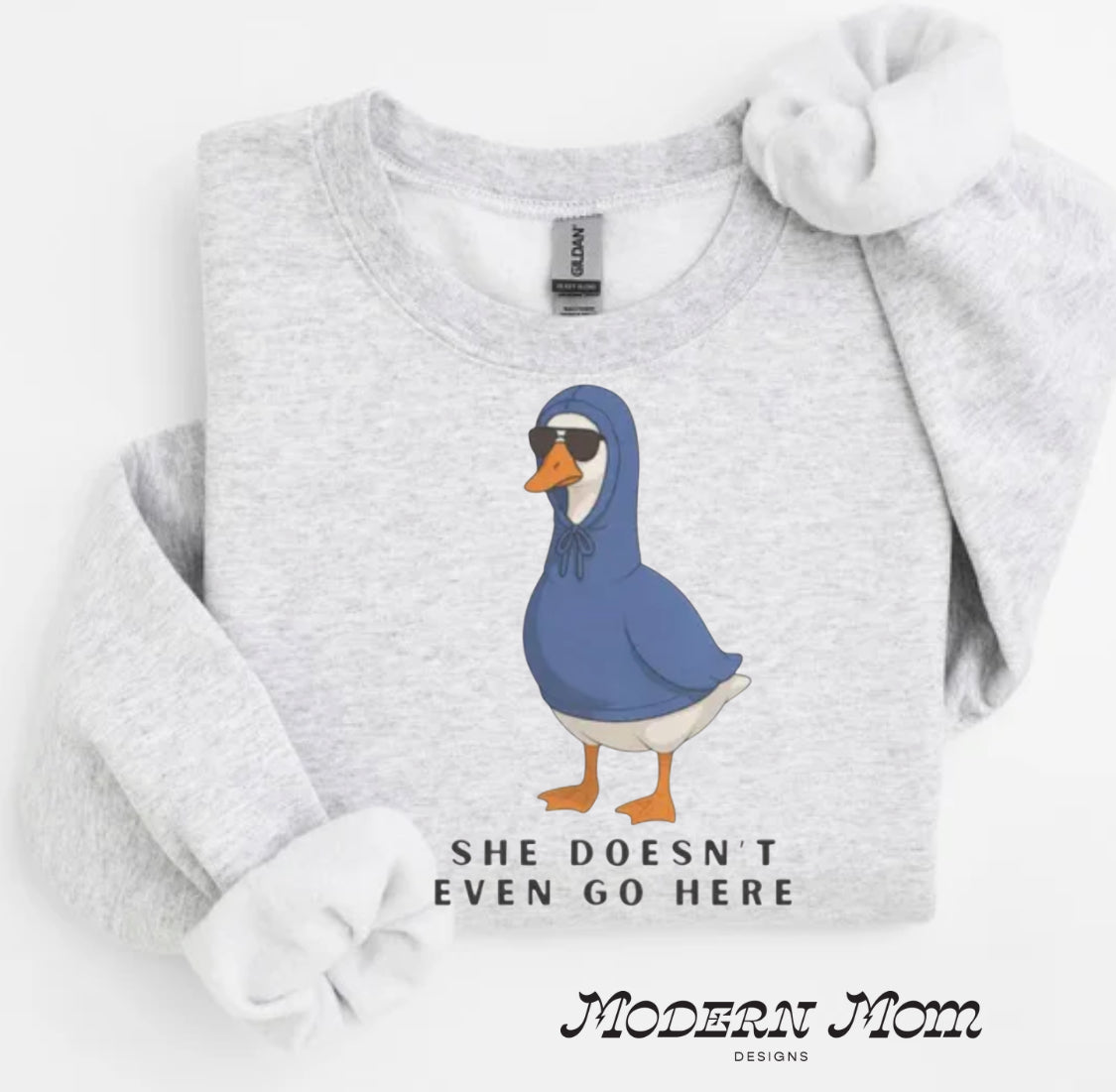 She doesn’t even go here crewneck