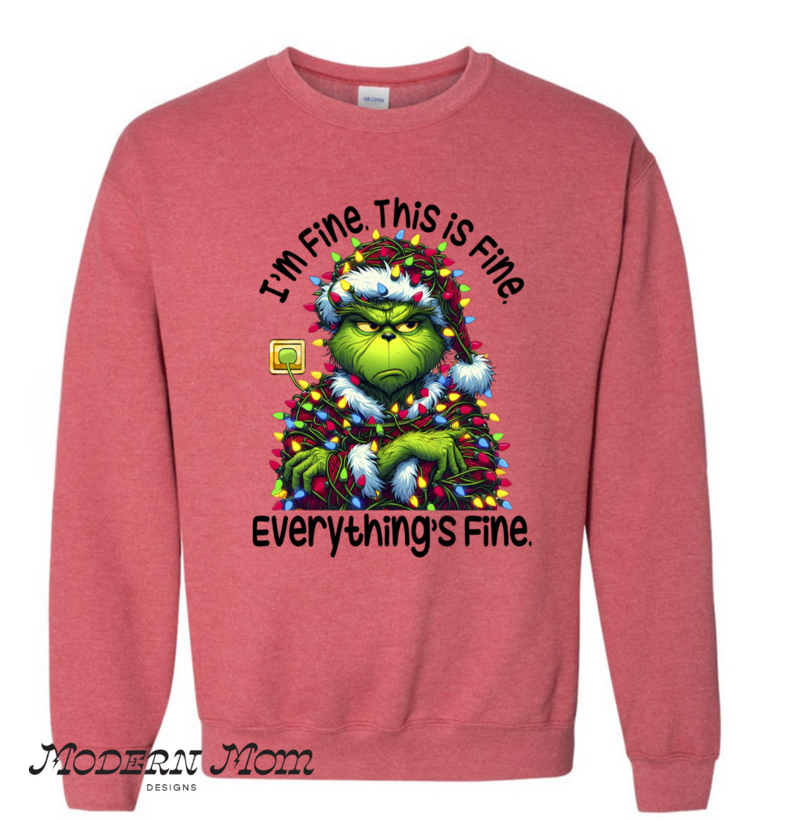 I’m fine. This is fine. Everything’s fine. green guy (adult crewneck)