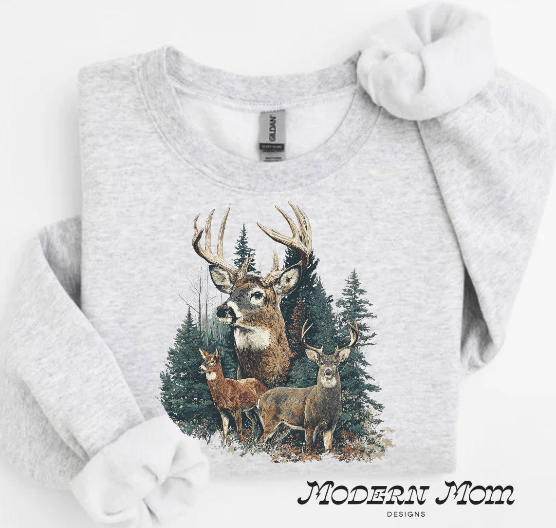 Vintage deer crewneck or hoodie