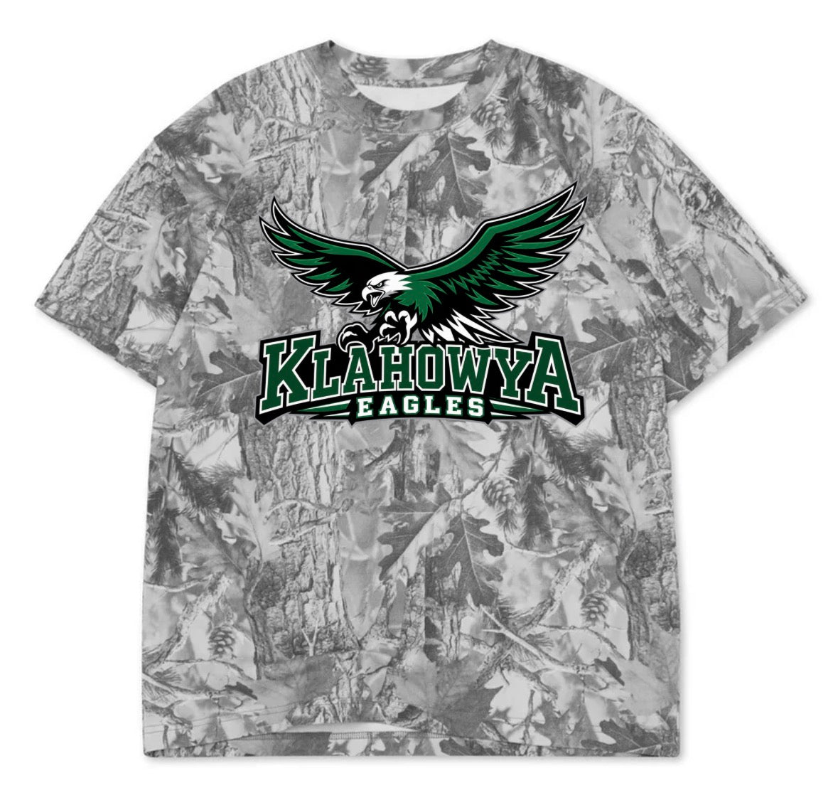 Klahowya Eagles boxy premium grey camo tee (youth XS-Adult 3XL)