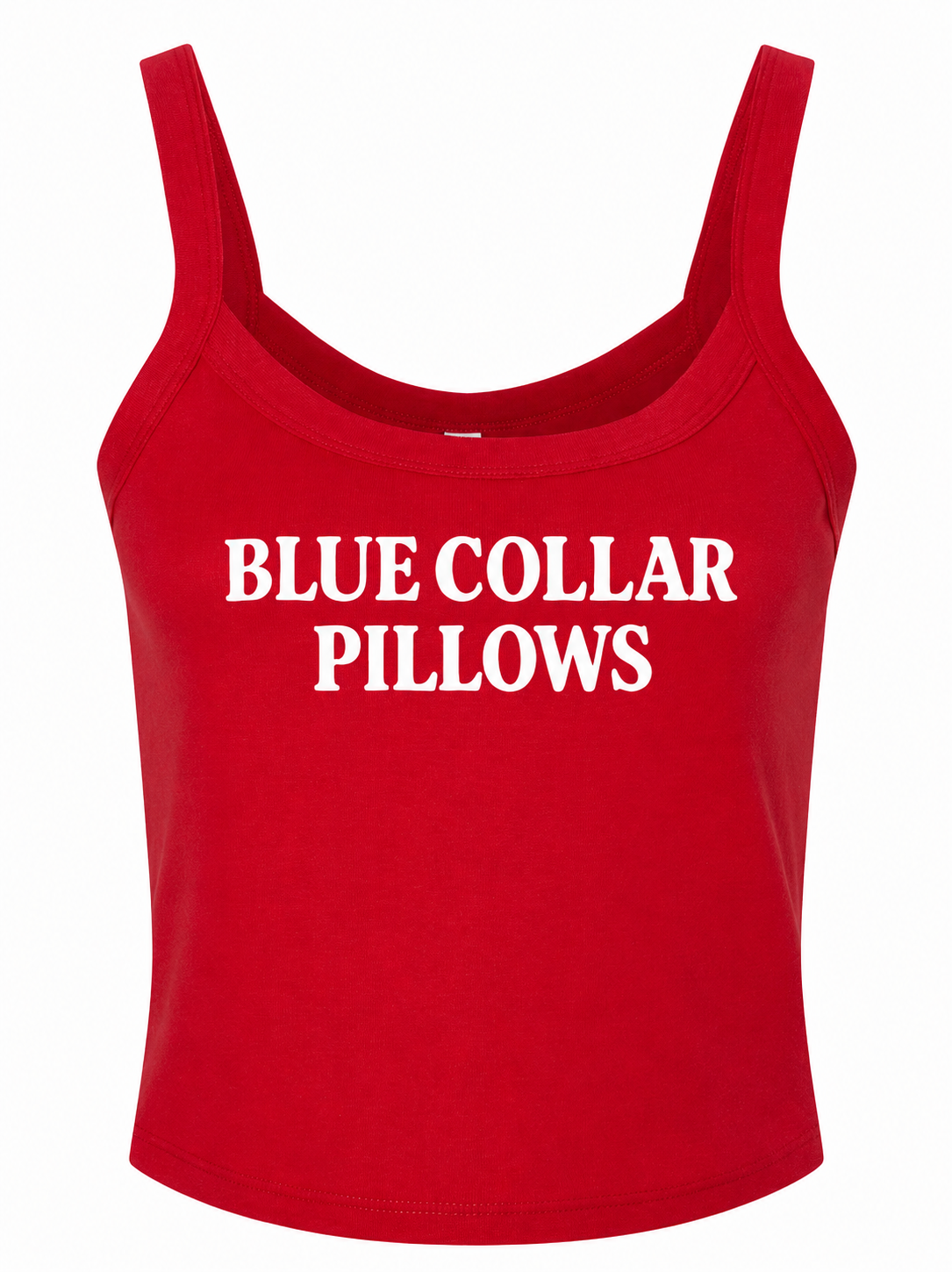 Blue collar pillows spaghetti strap cropped tank