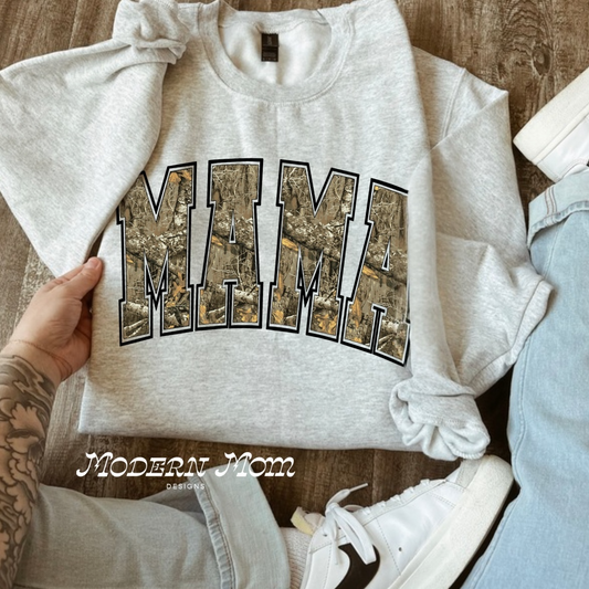Mama real tree camo crewneck