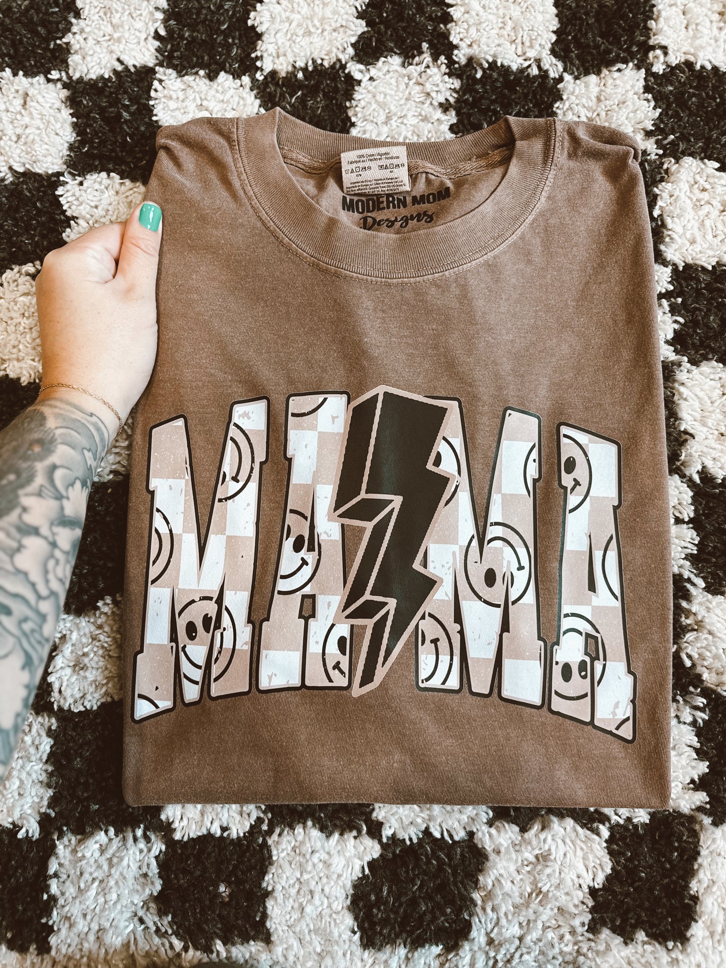 MAMA smiley checks (tee or crewneck)