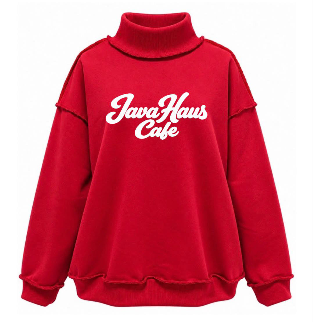 Java Haus CHRISTMAS puff print mock neck crewneck