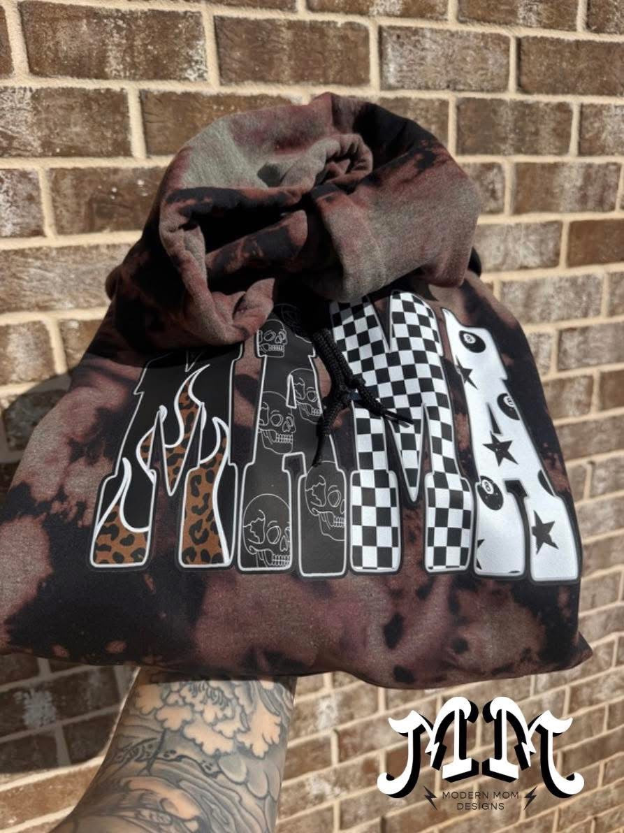 Edgy mama bleached out hoodie