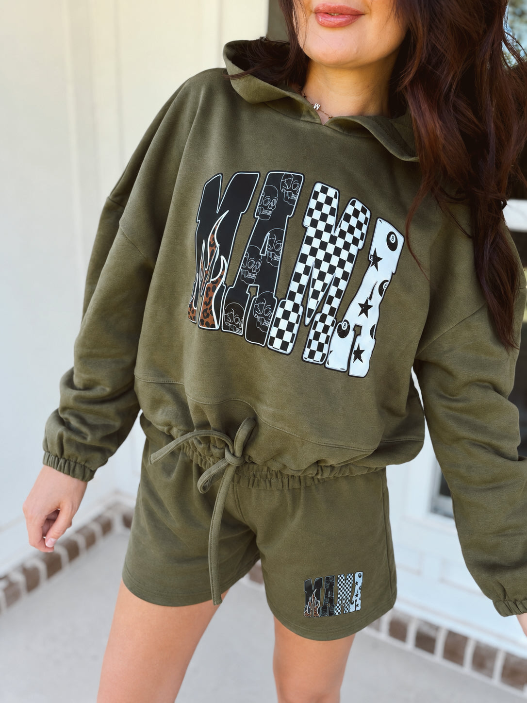 Mama Cinch crop hoodie (shorts sold separate)