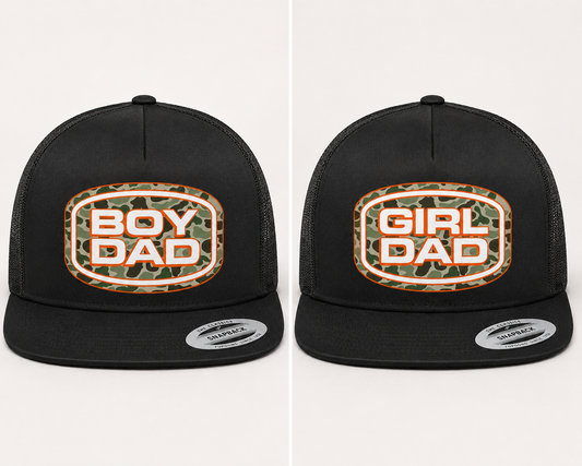 Boy dad or girl dad duck camo -flat bill or 5panel trucker
