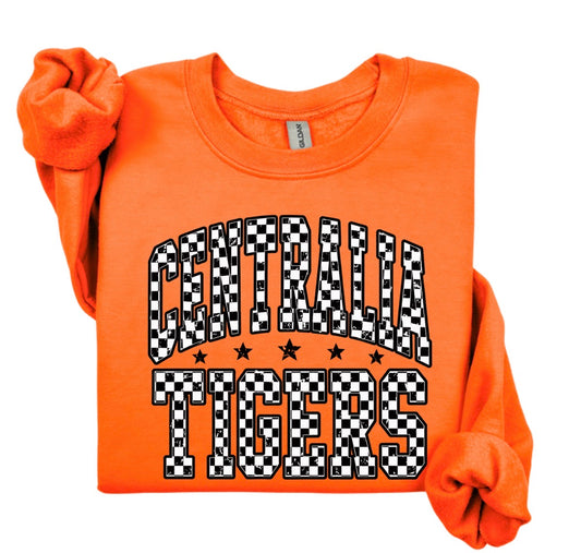 Centrailia Tigers checkered crewneck or hoodie