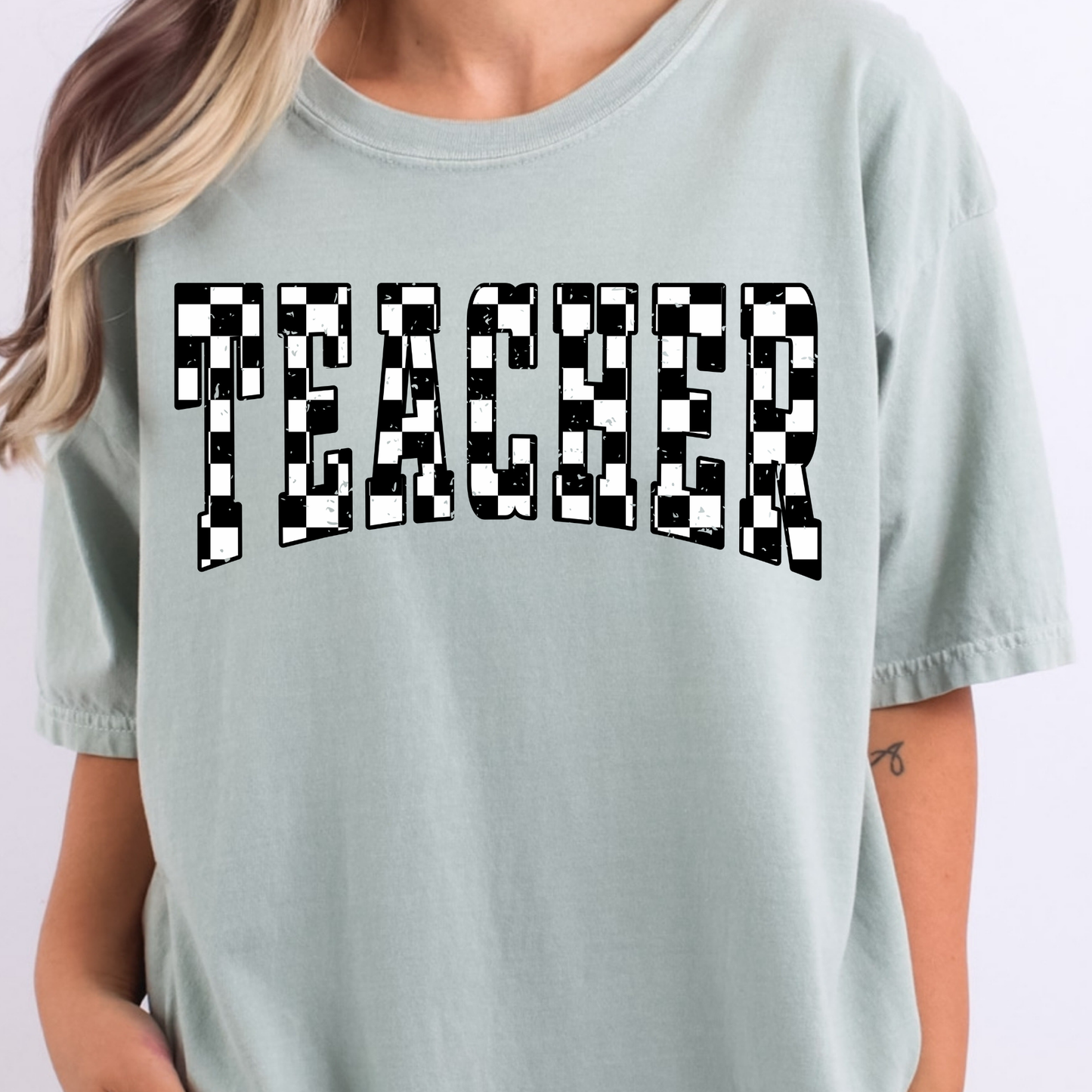 Teacher B&W checkered