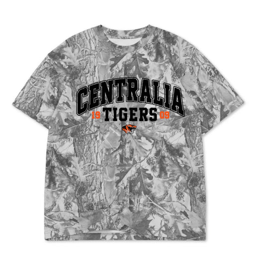 Centralia Tigers grey camo premium boxy oversized fit tee shirt