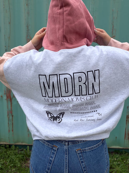 MDRN pink boxy cropped hoodie