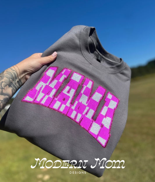 Mama checkered (GLITTER & SEQUIN) crewneck or hoodie