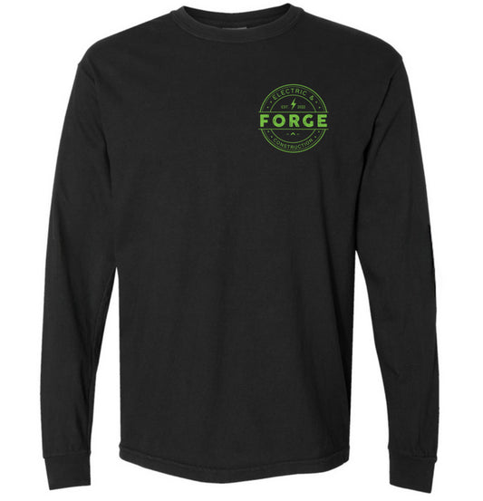 Forge electric long sleeve tee shirt (updated logo with phone number)