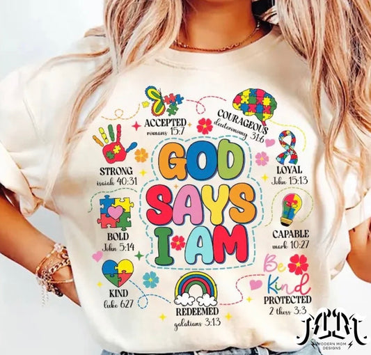 God says I am  (tee, crewneck, or hoodie)
