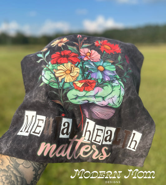 Mental health matters acid wash tee