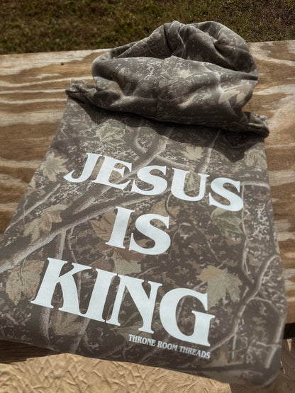 Jesus is king deadwood camo hoodie (youth & adult-no drawstrings)