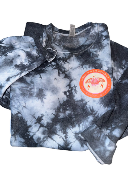 Black tie dye motherhood & mayhem crewneck