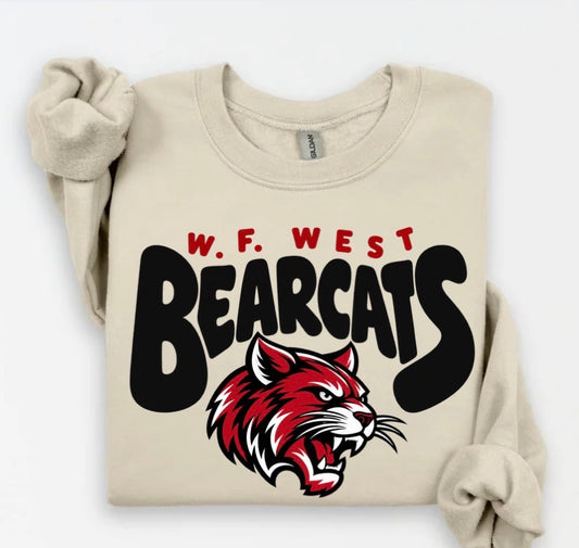 W.F. WEST BEARCATS sand crewneck or hoodie